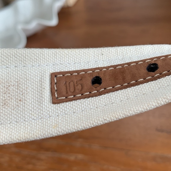 Paul & Shark Ivory Cotton and Brown Leather Belt Men’s Brass Silver Buckle 42 - Picture 11 of 12